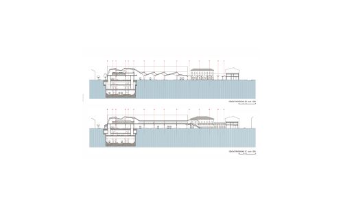 Estación de Ferrocarril de Bolonia Diseño de plano de sección transversal de Cruz y Ortiz Arquitectos