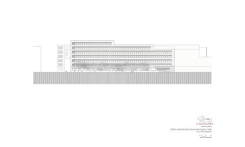 Administración General del Estado en Cadiz Diseño de plano de alzado sudoeste de Cruz y Ortiz Arquitectos