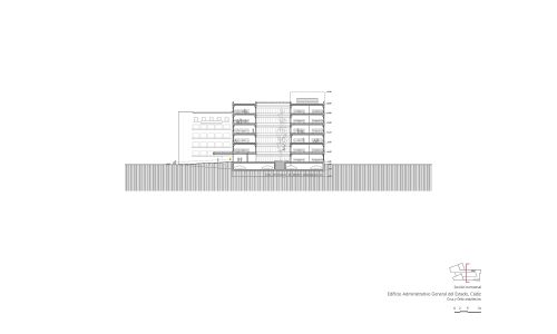 Administración General del Estado en Cadiz Diseño de plano de sección transversal de Cruz y Ortiz Arquitectos