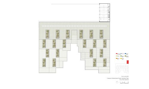 Campus de la Universidad de Saclay ecole centrale en Paris Diseño de plano de planta cuarta de Cruz y Ortiz Arquitectos