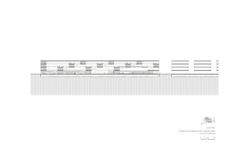 Campus de la Universidad de Saclay ecole centrale en Paris Diseño de plano de sección de Cruz y Ortiz Arquitectos