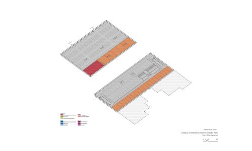 Campus de la Universidad de Saclay ecole centrale en Paris Diseño de plano de Axonometría de Cruz y Ortiz Arquitectos