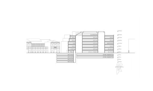 Consejeria de Obras Públicas en Sevilla Diseño de plano de sección transversal de Cruz y Ortiz Arquitectos