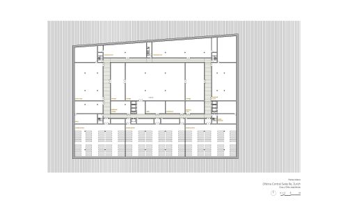 Oficina Central de Swiss Diseño de plano de planta sótano Cruz y Ortiz Arquitectos