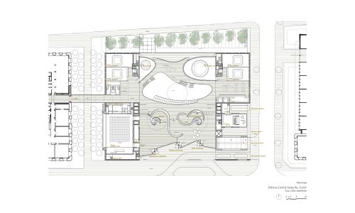 Oficina Central de Swiss Diseño de plano de planta baja Cruz y Ortiz Arquitectos