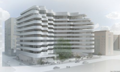 Apartamentos Penthoses en Beirut Diseño exterior de fachada y terrazas curvas acabadas en aplacado y vidrio curvo de Cruz y Ortiz Arquitectos