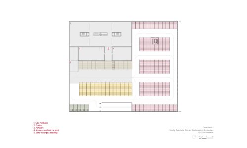 Hotel galería de arte stadionplein en Ámsterdam Diseño de plano de planta sótano -2 Cruz y Ortiz Arquitectos