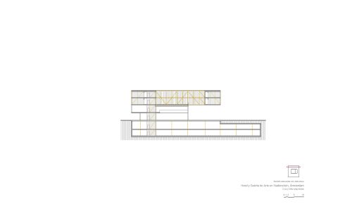 Hotel galería de arte stadionplein en Ámsterdam Diseño de plano de sección longitudinal de estructura Cruz y Ortiz Arquitectos