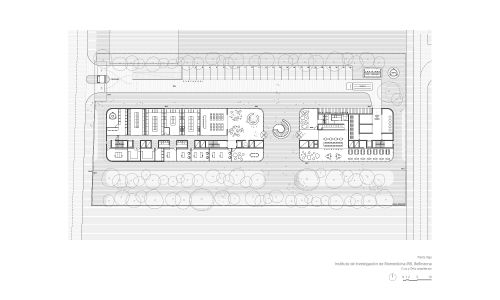 Instituto de Investigación de Biomedicina Bellinzona Diseño de plano de planta baja Cruz y Ortiz Arquitectos